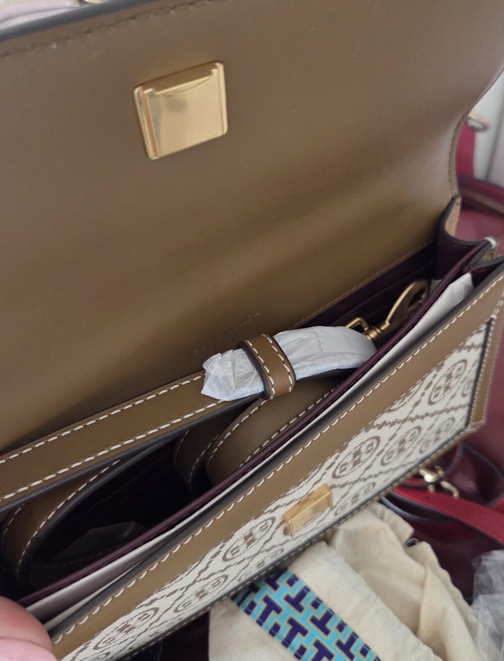 Tory Burch T Monogram Jacquard Shoulder Bag Crossbody - Picture 6 of 7